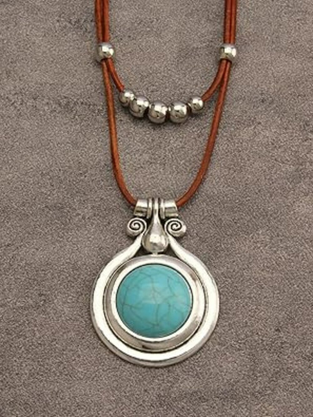 NEW Leather Necklace Long Boho Layered Necklace Silver Choker Necklace Bohemian